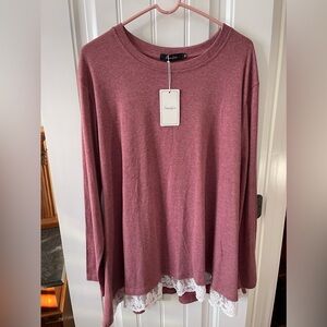 Sanifer Shirt with Lace Long Sleeve XL